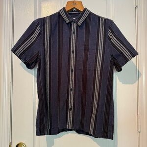 Madewell Men's Black and Gray Striped Button Down - M